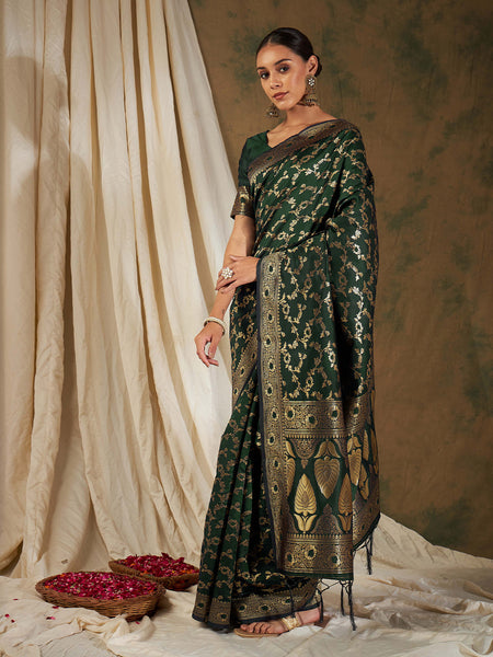 Sangria Woven Design Zari Kanjeevaram Saree - Distacart