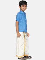 Thumbnail for Sethukrishna Blue & White Shirt with Dhoti For Boys - Distacart