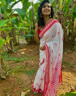 Thumbnail for DEIANA'S Beautiful Golden Jari with New Design Soft Cotton Saree - White - Distacart