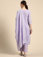 Thumbnail for Sangria Women Floral Embroidered Pure Cotton Kurta with Trousers & With Dupatta - Distacart