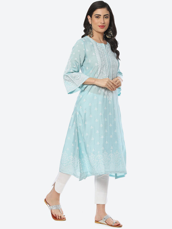 description biba ethnic motifs printed flared sleeves kurta product