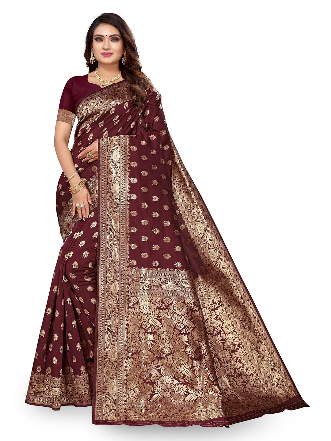 Kalini Ethnic Motifs Woven Design Zari Kanjeevaram Saree - Distacart