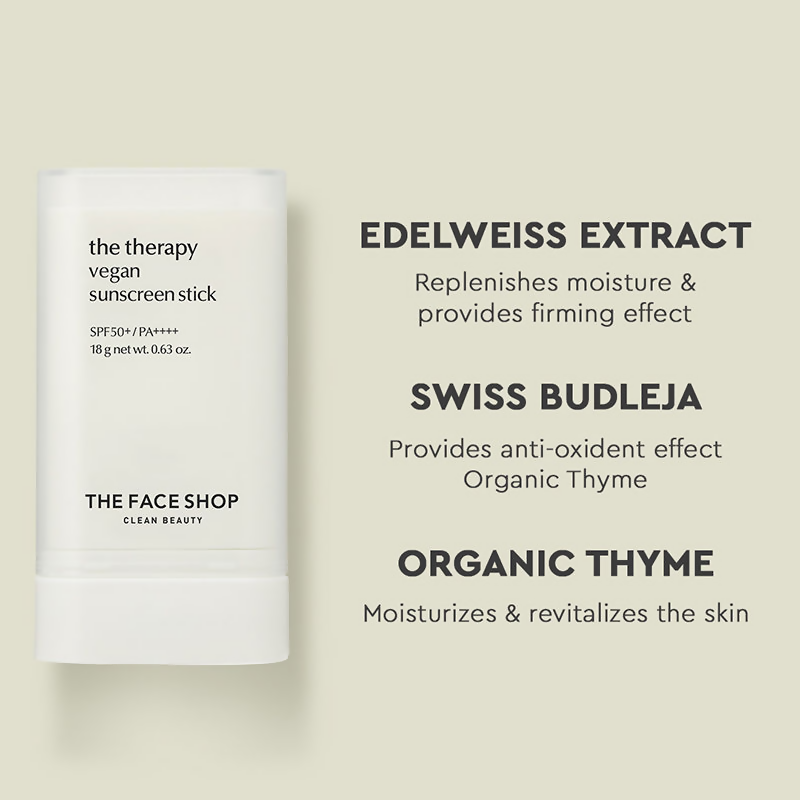 The Face Shop The Therapy Vegan Sunscreen Stick SPF 50+ - Distacart