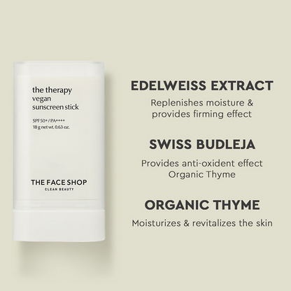 The Face Shop The Therapy Vegan Sunscreen Stick SPF 50+ - Distacart
