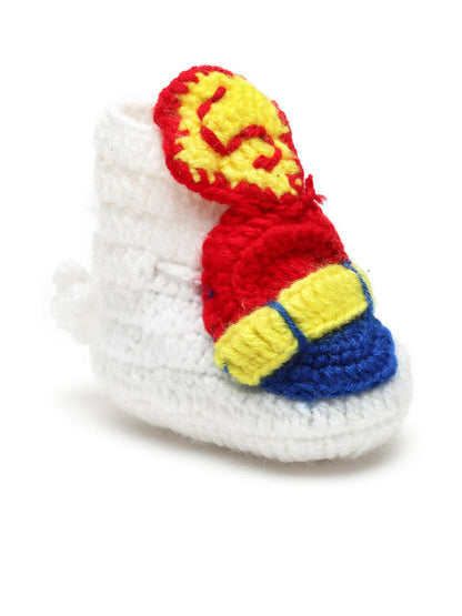 Chutput Kids Woollen Hand Knitted Letter S Detailed Booties - White - Distacart