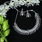 Thumbnail for Mominos Fashion Johar Kamal Silver-Plated American Diamond White Choker Set - Distacart