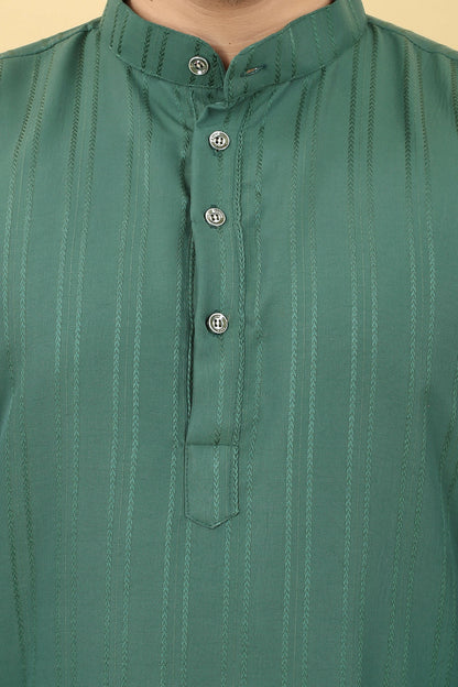 Green Viscose Polyester Solid Men's Kurta - Mahotsav - Distacart