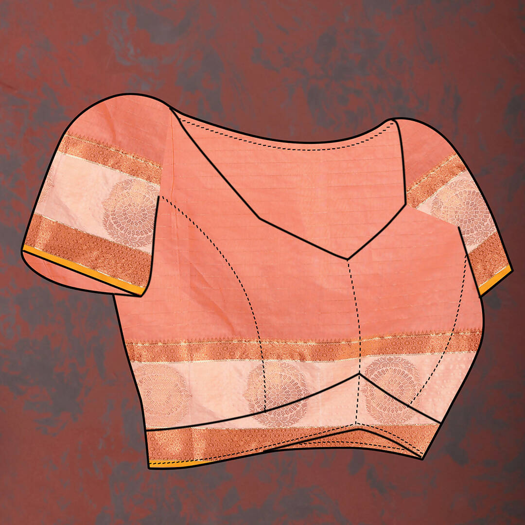 Lorenvalley Fashion Peach Cotton with Woven Design Zari Weaving Saree - Distacart