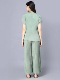 Thumbnail for Myshka Women Green Top with Palazzos - Distacart