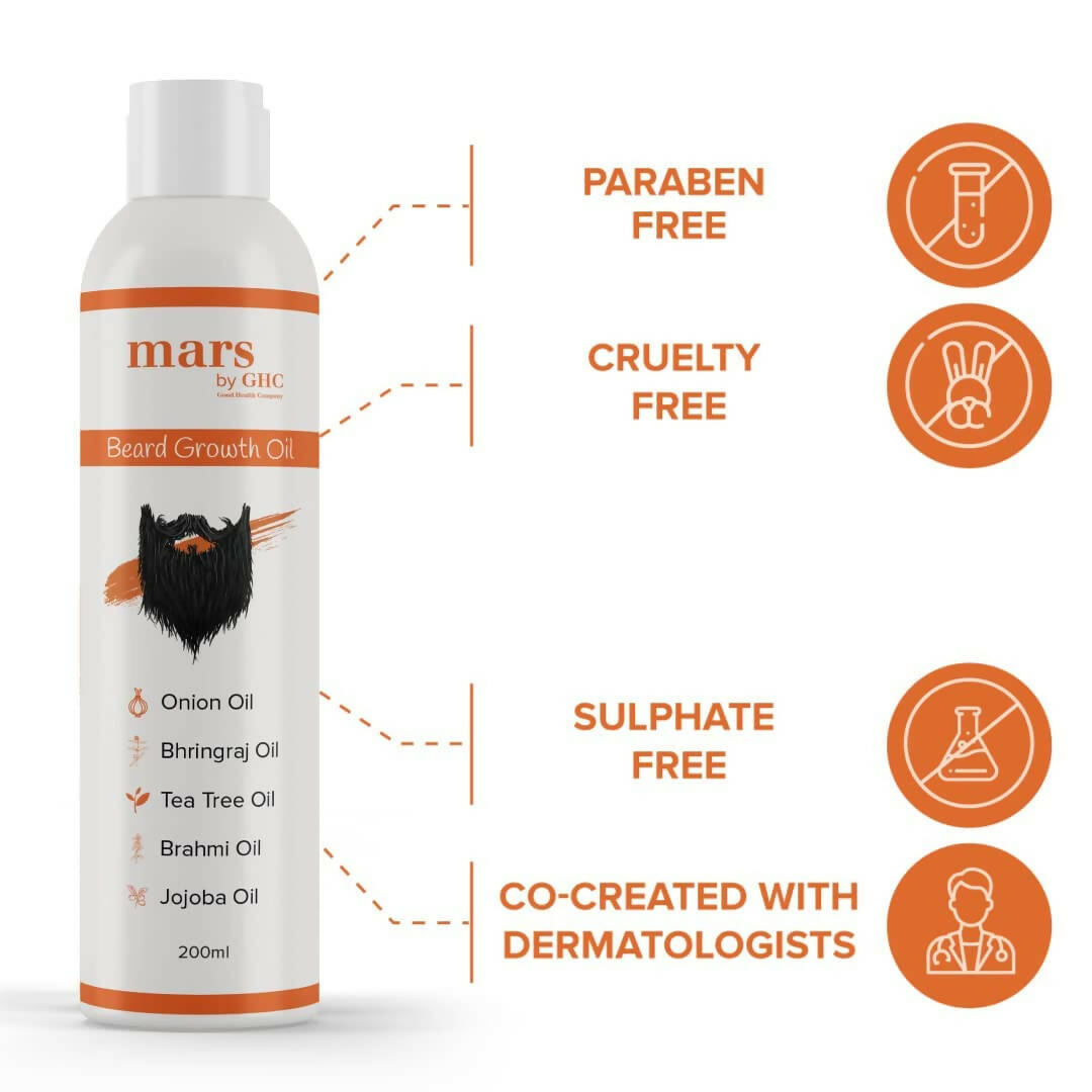 Mars By GHC Beard Growth Oil with Onion, Bhringraj, Tea Tree Oil - Distacart