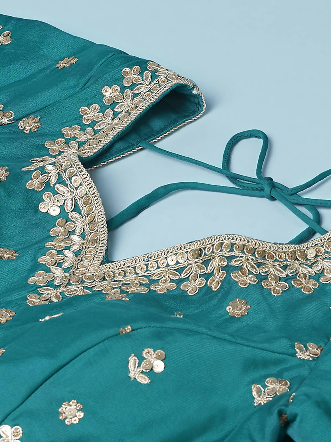 House of Panchhi Green Pure Georgette Sequins Embroidered Lehenga - Distacart