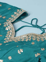 Thumbnail for House of Panchhi Green Pure Georgette Sequins Embroidered Lehenga - Distacart