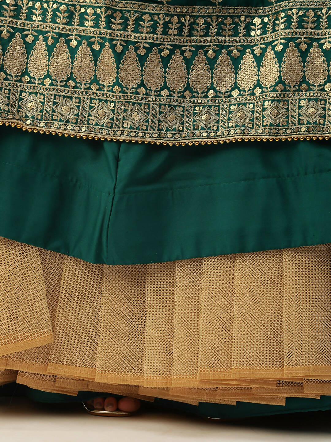 House of Panchhi Green Pure Georgette Sequins Embroidered Lehenga - Distacart