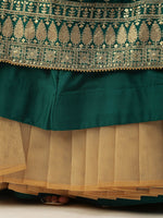 Thumbnail for House of Panchhi Green Pure Georgette Sequins Embroidered Lehenga - Distacart