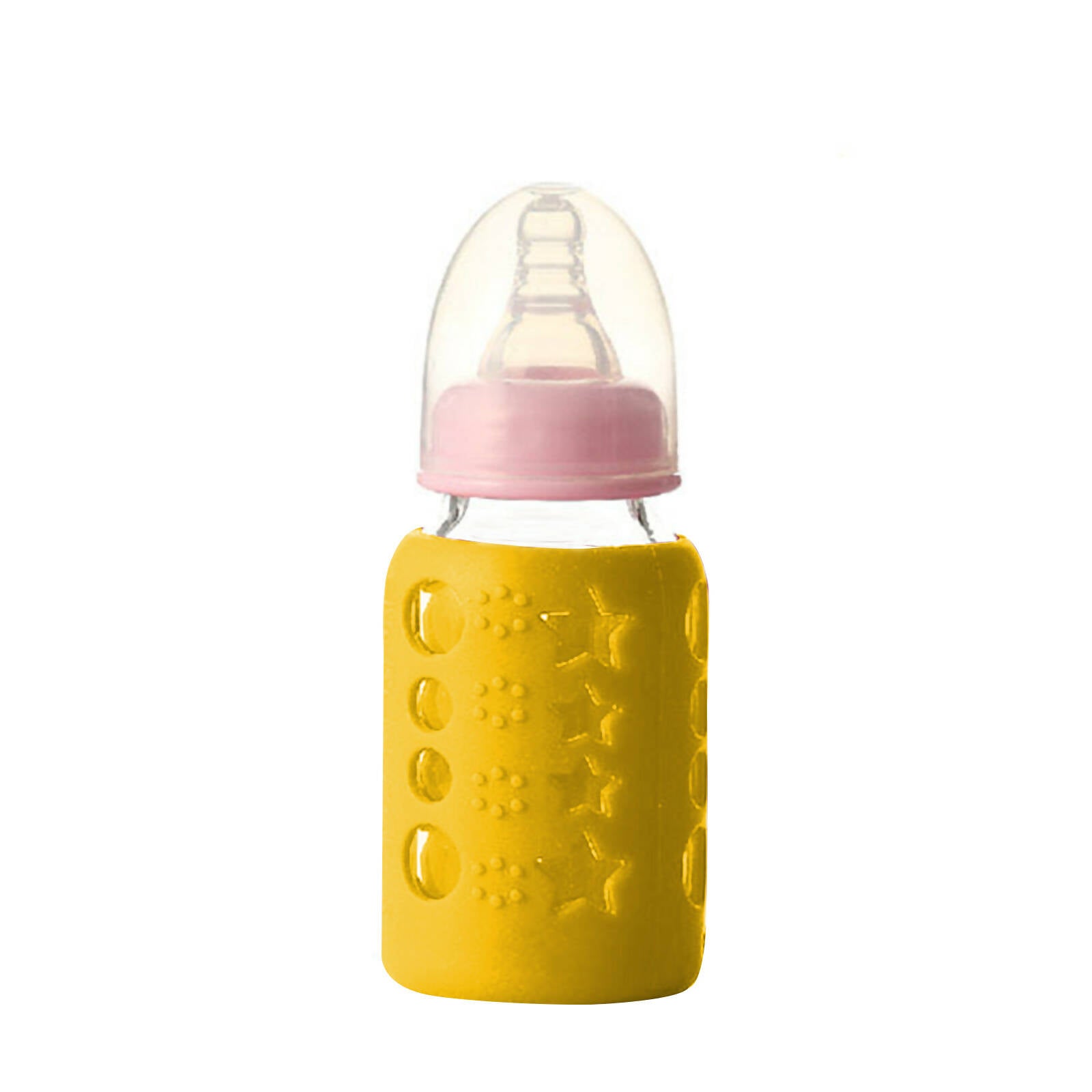 Safe-O-Kid Silicone Baby Feeding Bottle Cover Cum Sleeve for Insulated Protection 120mL- Yellow - Distacart