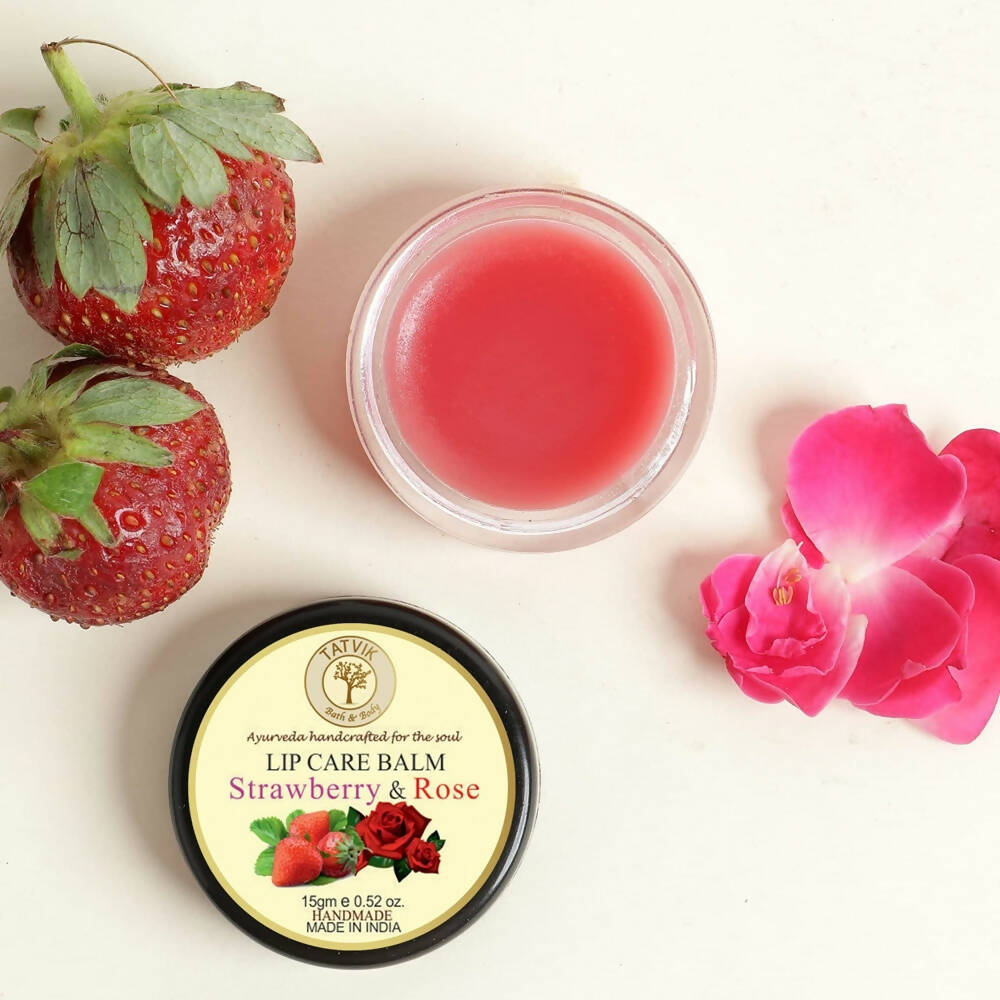 Tatvik Ayurveda Strawberry & Rose Lip Balm - Distacart