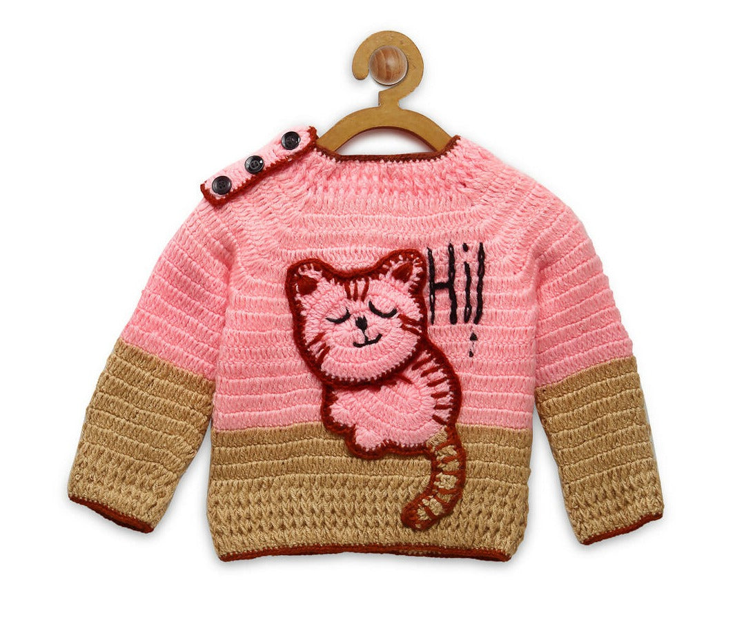 Chutput Kids Pink Kitty Design Solid Pullover For Baby Boys Sweater For Baby Boys - Distacart