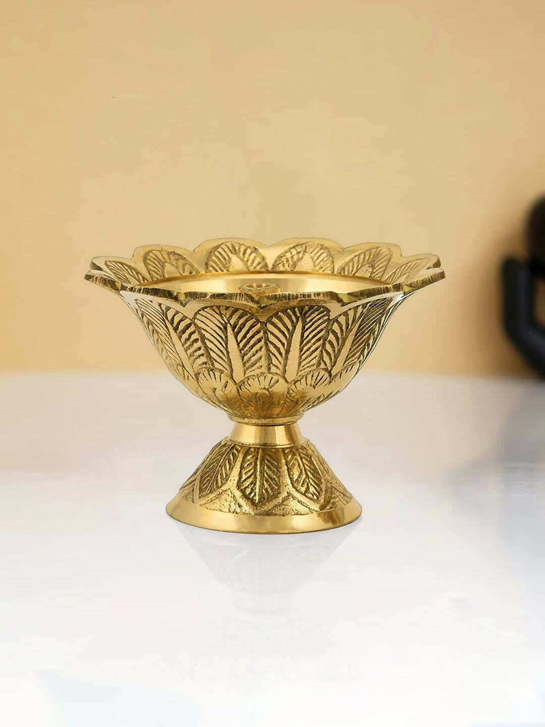 CraftVatika Gold-Toned Brass Engraved Diya - Distacart