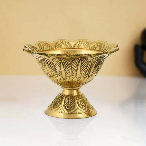 CraftVatika Gold-Toned Brass Engraved Diya - Distacart