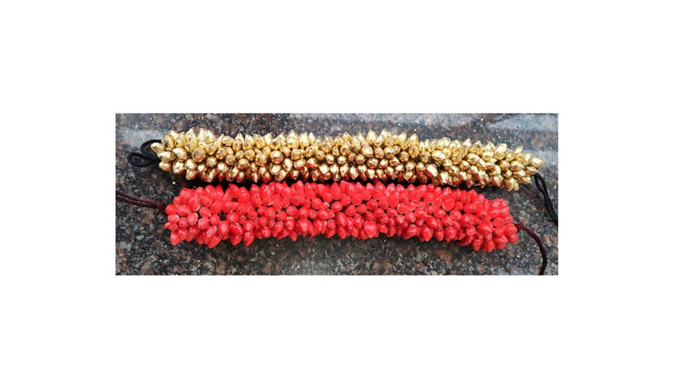 Red & Gold Bridal Hair Gajras
