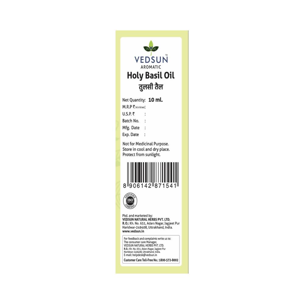 Vedsun Naturals Tulsi/Holy Basil Oil Pure & Organic for Skin - Distacart