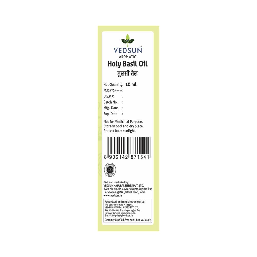Vedsun Naturals Tulsi/Holy Basil Oil Pure & Organic for Skin - Distacart