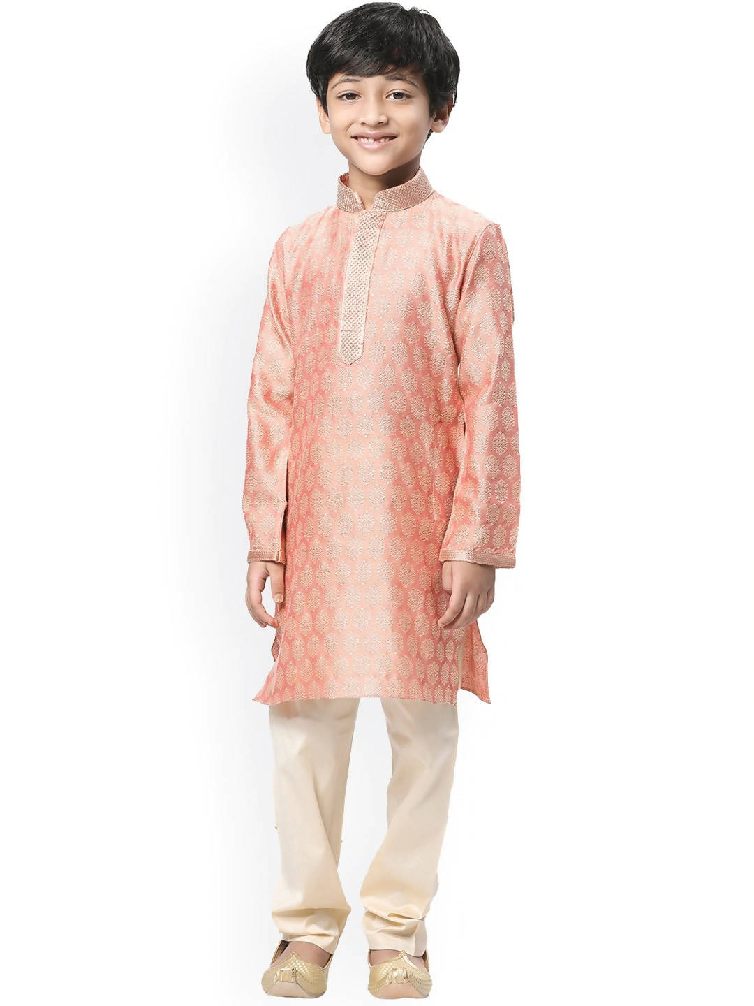 Manyavar Boys Coral Ethnic Motifs Kurta with Salwar - Distacart