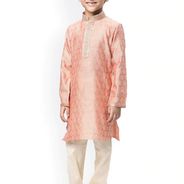 Manyavar Boys Coral Ethnic Motifs Kurta with Salwar - Distacart