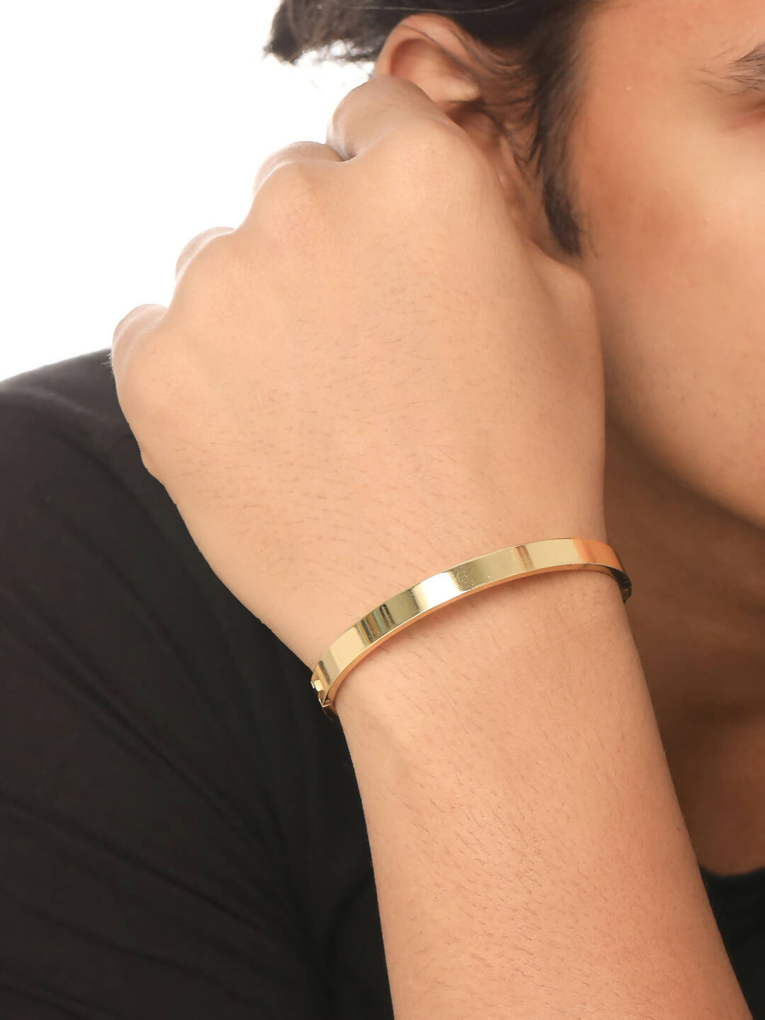 NVR Men's Gold Metal Interlock Kada Bracelet - Distacart