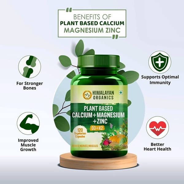 Himalayan Organics Plant Based Calcium + Magnesium + Zinc, D3+K2 Vegetarian Capsules - Distacart