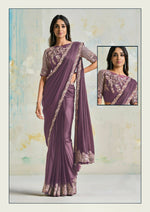 Thumbnail for Satin Silk Crepe Saree With Stitched Blouse - Mohmanthan Royal - Distacart