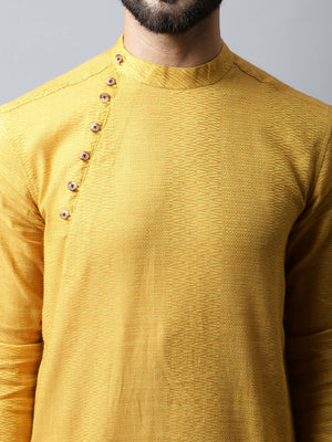 Even Apparels Yellow Color Pure Cotton Men's Kurta With Side Placket (SLD1192) - Distacart