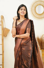 Thumbnail for DEIANA'S Beautiful Golden Jari with New Design Soft Lichi Silk Saree - Maroon - Distacart