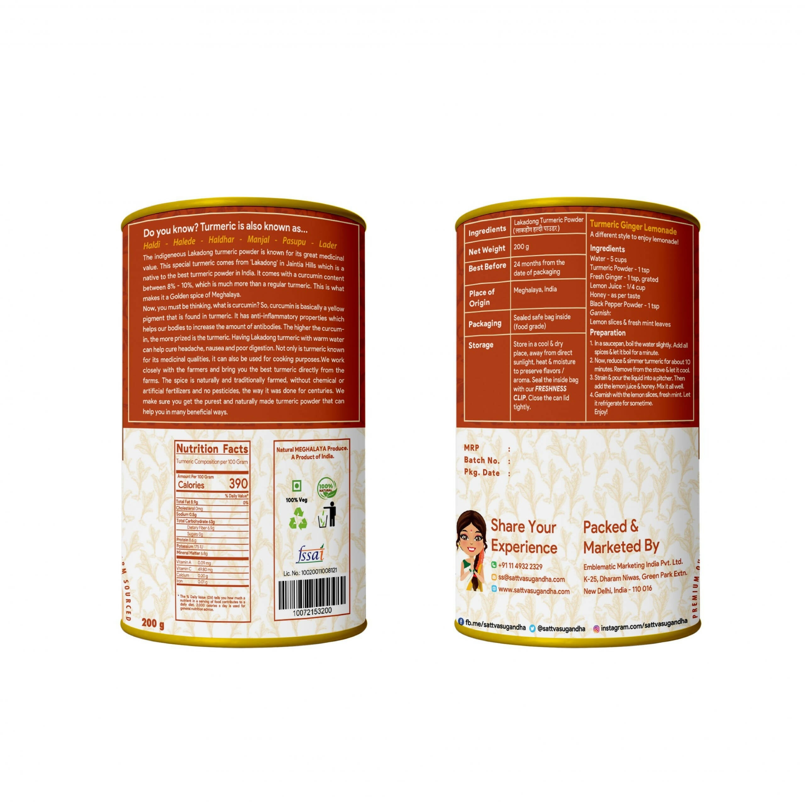 Sattva Sugandha Lakadong Turmeric Powder - Distacart