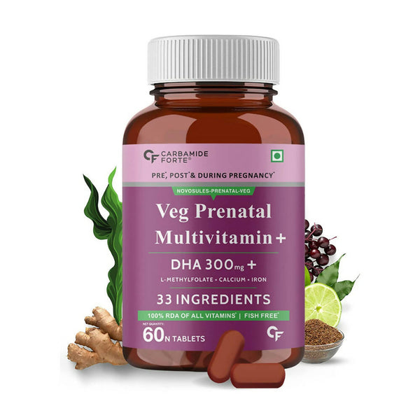 Carbamide Forte Veg Prenatal Multivitamin Tablets with DHA for Women - Distacart