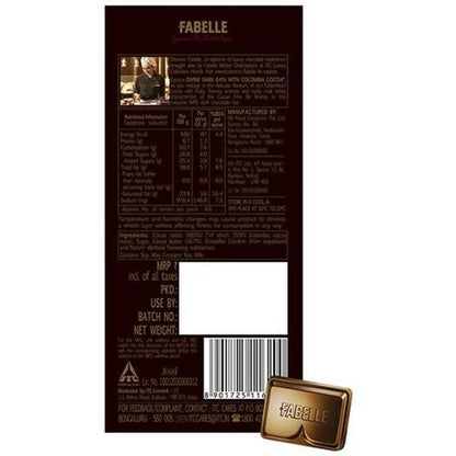 Fabelle Divine Dark 64% With Colombia Cocoa - Dark Chocolate Luxury Bar - Distacart
