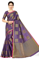 Thumbnail for Mimosa Women's Kanchipuram Tussar Silk Purple Saree - Distacart