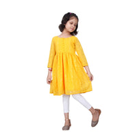 Thumbnail for Akarshan viscose Lukhnowi Chikankari Anarkali kurta with Leggings - Yellow - Distacart