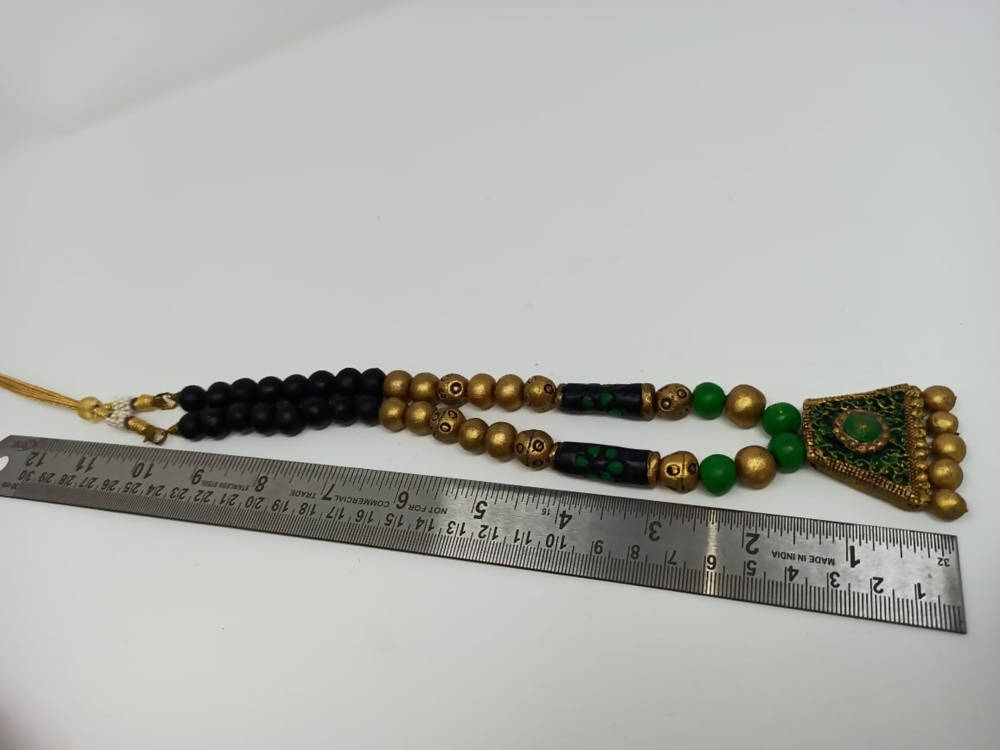 Terracotta Medium Necklace Set with Pendant Paired with Temple Earrings