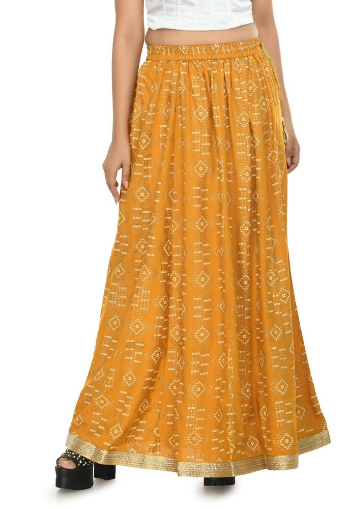 Mominos Fashion Moeza Cotton Mustard Color Printed Lehenga (Lancha)
