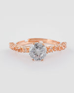 Thumbnail for VOJ white CZ-detail Stainless Steel Cubic Zirconia Gold Plated adjustable finger Ring - Distacart