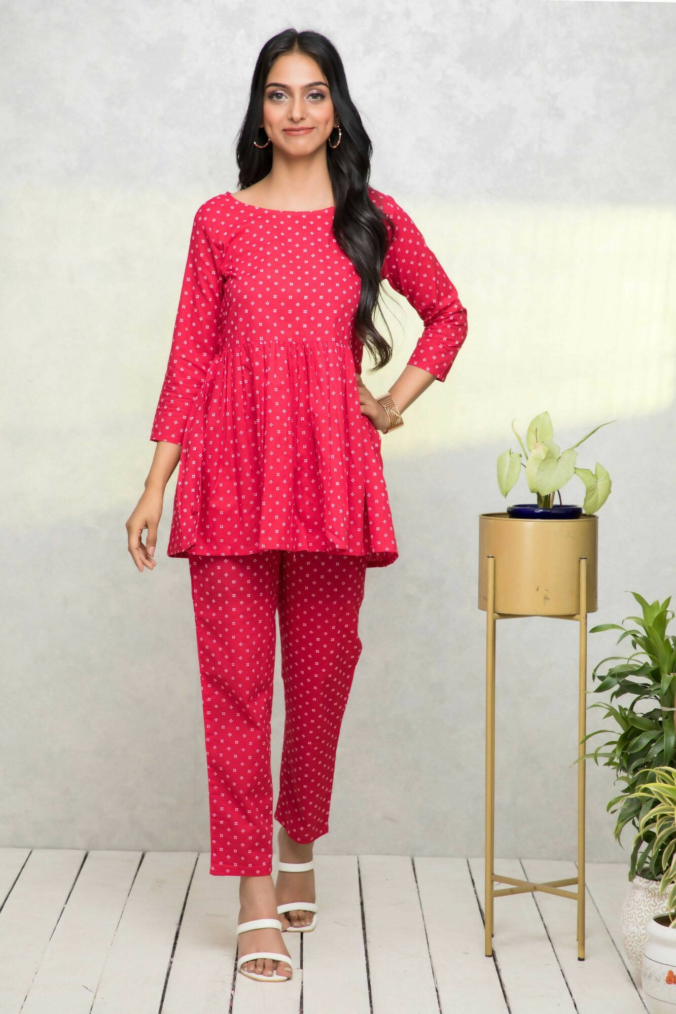 Myshka Women Red Printed Co-Ords - Distacart