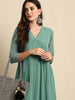 Janasya Green Solid Dobby Weave Kurta - Distacart
