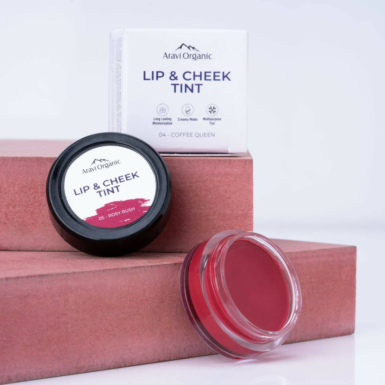 Aravi Organic Everyday Vegan Lip And Cheek Tint - Rosy Rush - Distacart