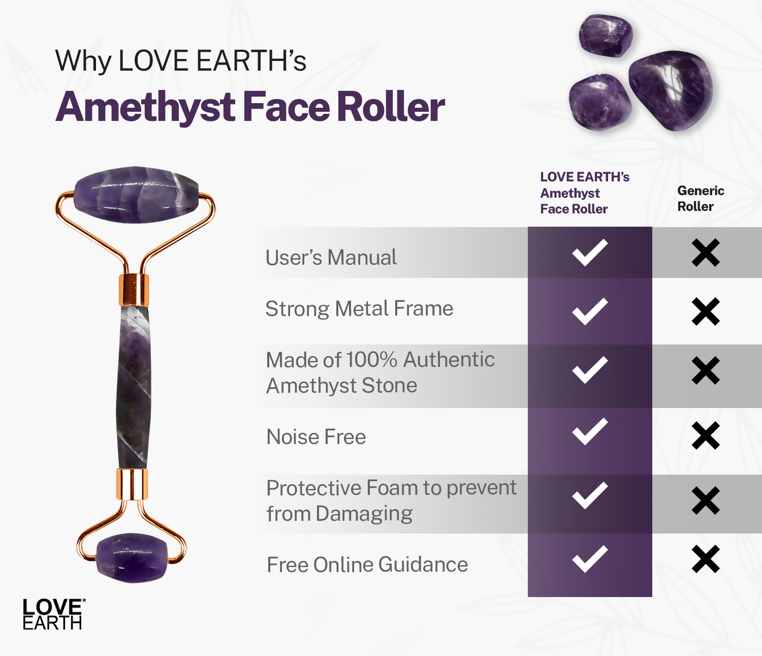 Love Earth Amethyst Face Roller - Distacart