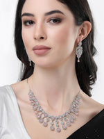 Thumbnail for NVR Women Silver Plated & Pink Cz Stone Handcrafted Jewellery Set - Distacart