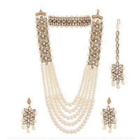 Thumbnail for Mominos Fashion Rajwadi Gold-Plated Wirh Stone & Pearls Necklace Combo Set