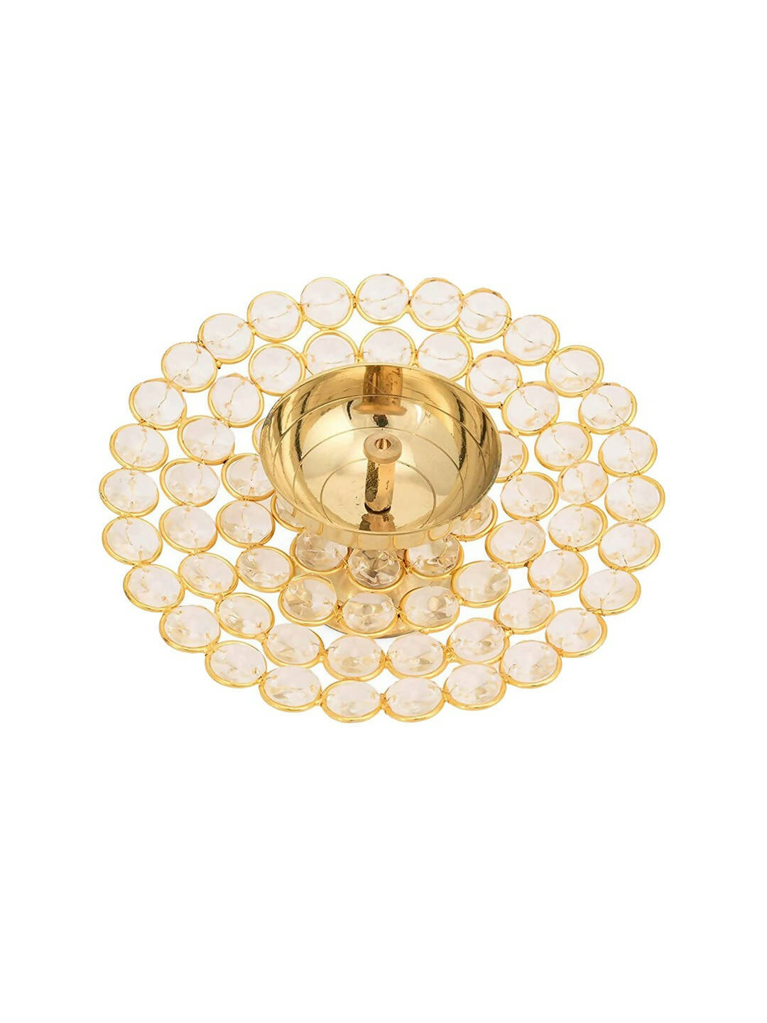 CraftVatika Gold-Toned Crystal Akhand Diya Oil Puja Lamp - Distacart