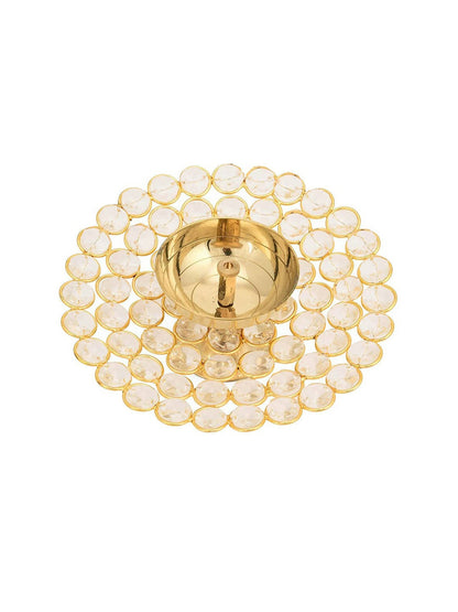 CraftVatika Gold-Toned Crystal Akhand Diya Oil Puja Lamp - Distacart