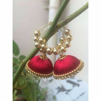 Thumbnail for Dark Pink with Gold Color Beads Earrings - Distacart